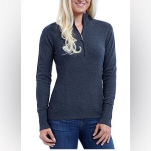 Eddie Bauer grey cotton fitted quarter zip